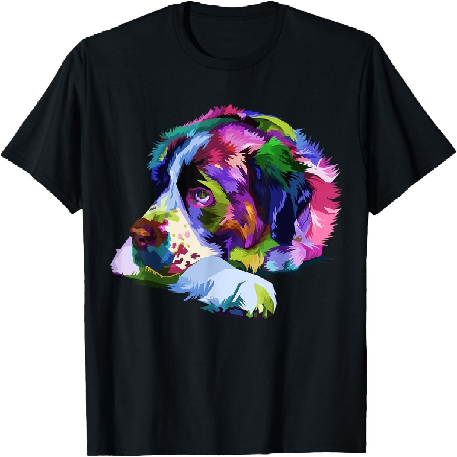 Saint Bernard Pop Art Portrait Colorful art for dog owners T-Shirt S