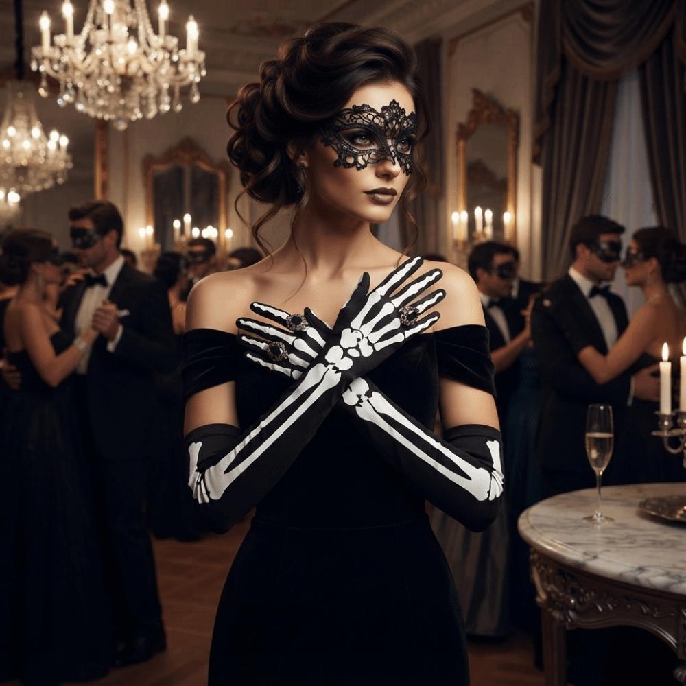 Full Finger Skull Gloves Elastic Cosplay Gloves High Quality Full Finger Costume Role Playing