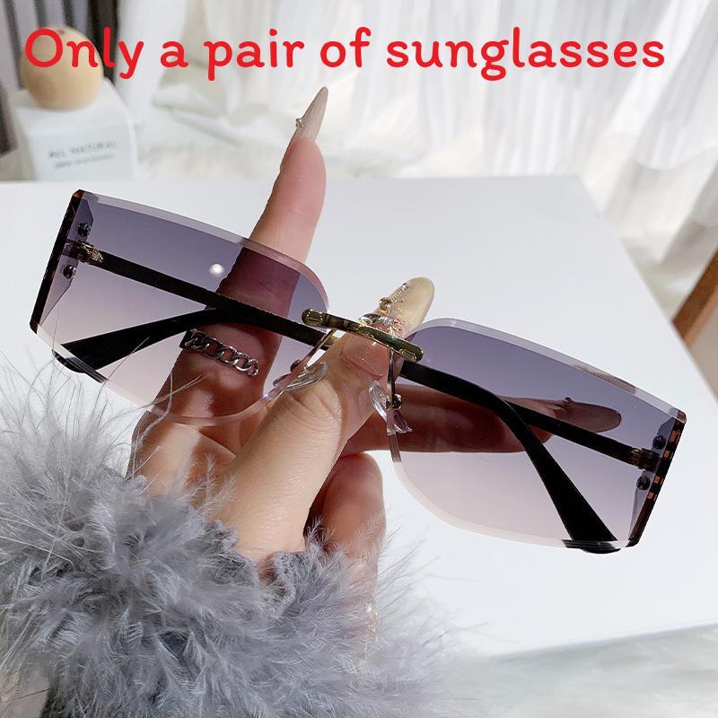 

Minimalist Geometric Metal Frame Sunglasses With Gradient Tinted Lenses For Casual Wear Gray Pink