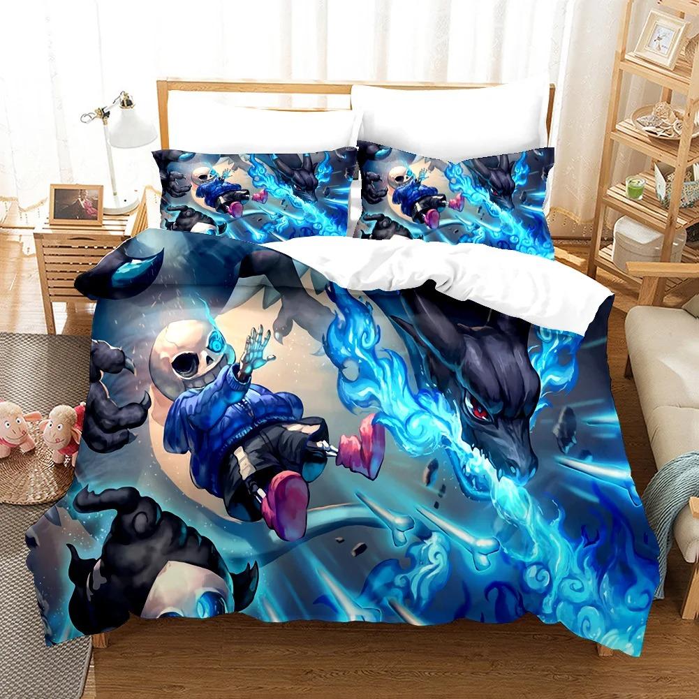 3D Design Cartoons Undertale Sans Bed Linen Kit Bedspread Cover Sets Comforter Bed Linen Single Size Queen Dimension King Dimension Single Size Size