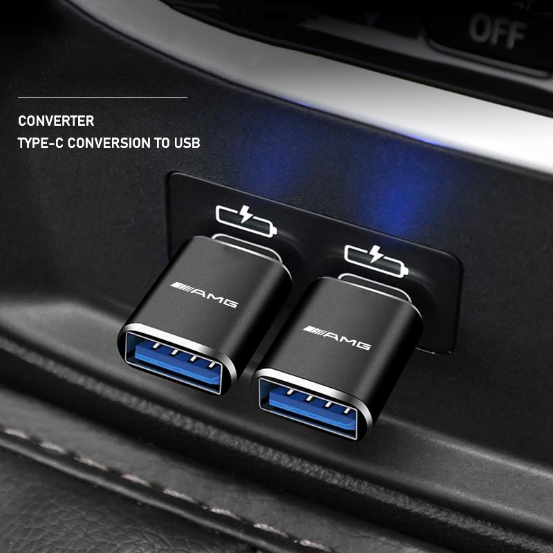 Car Type-C To USB Adapter Fast Charging Connector For Mercedes Benz AMG GLE GLS CLA CLE GLC CLS GLA W223 W213 W206 W464 W247 W16