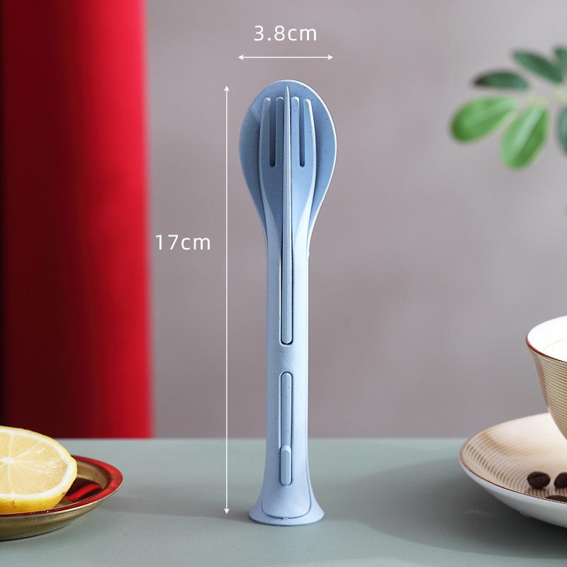 

Wheat Straw 3-in-1 Portable Cutlery Set: Knife, Fork, and Spoon Plastic Utensil Set.