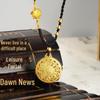 Ancient Gold Sand Eight-Treasure Compass Blessing Necklace - Chinese Retro Copper Alloy Jewelry