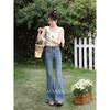 Lu Xiangnan Women's Blue Flared Slim-Fit Jeans