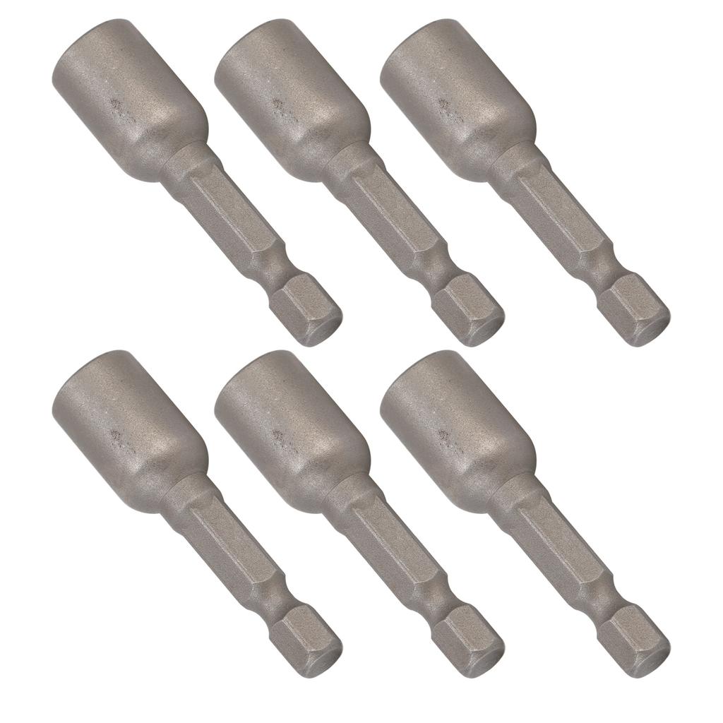 10 ks Sada magnetických šesťhranných bitov do rázového uťahováka, nástrčné bity M8x48mm, 14-palcový driek, Sivá