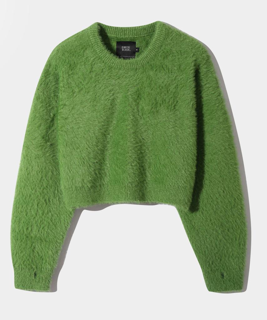 Dimiteulibeullaeg Essential Crop Hairy Round Knit_Light Green