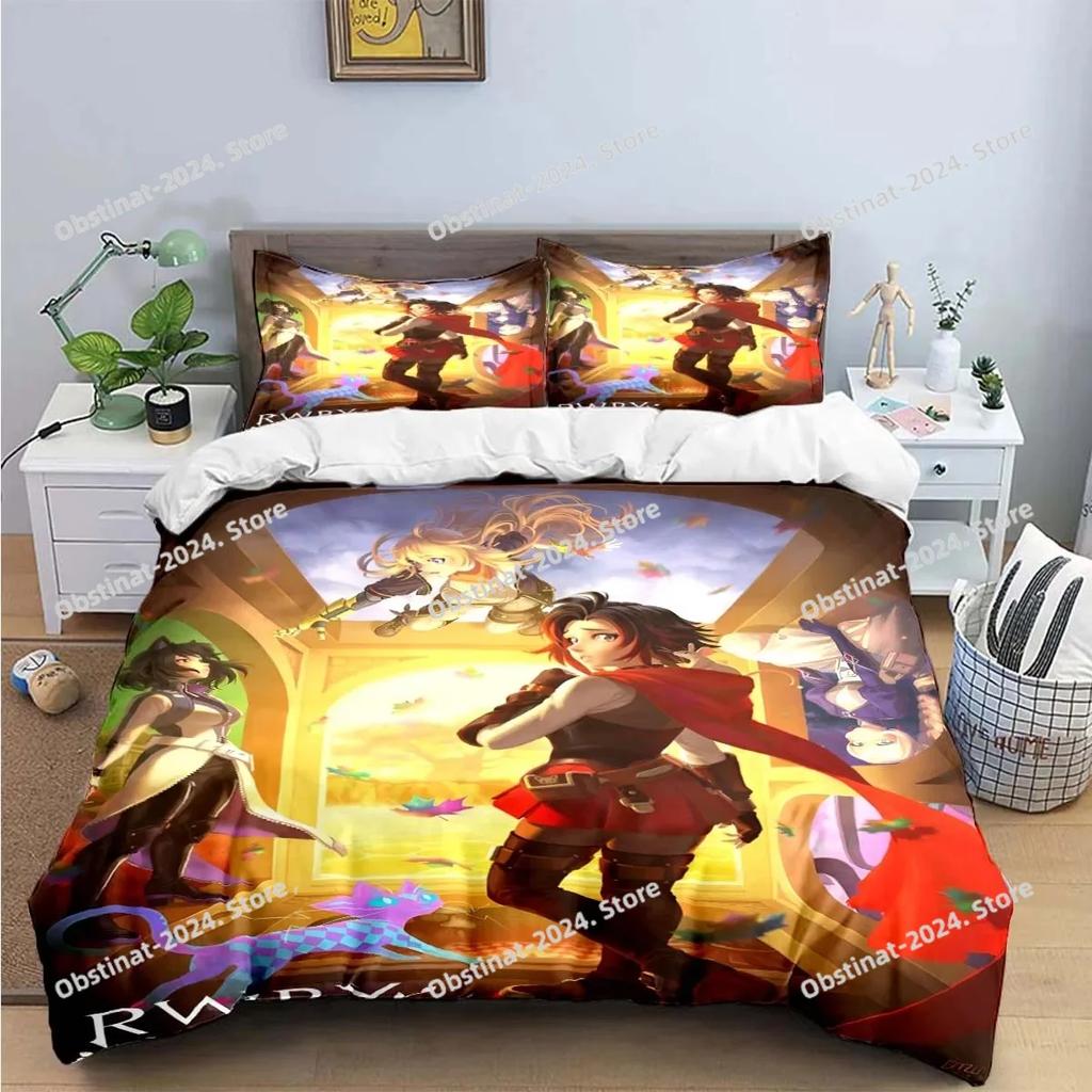 3D Fashion Cartoon R-RWBY Bedding Set Printed Bed Set With Pillowcase Bed Duvet Cover Soft Single Double Queen Super King Size