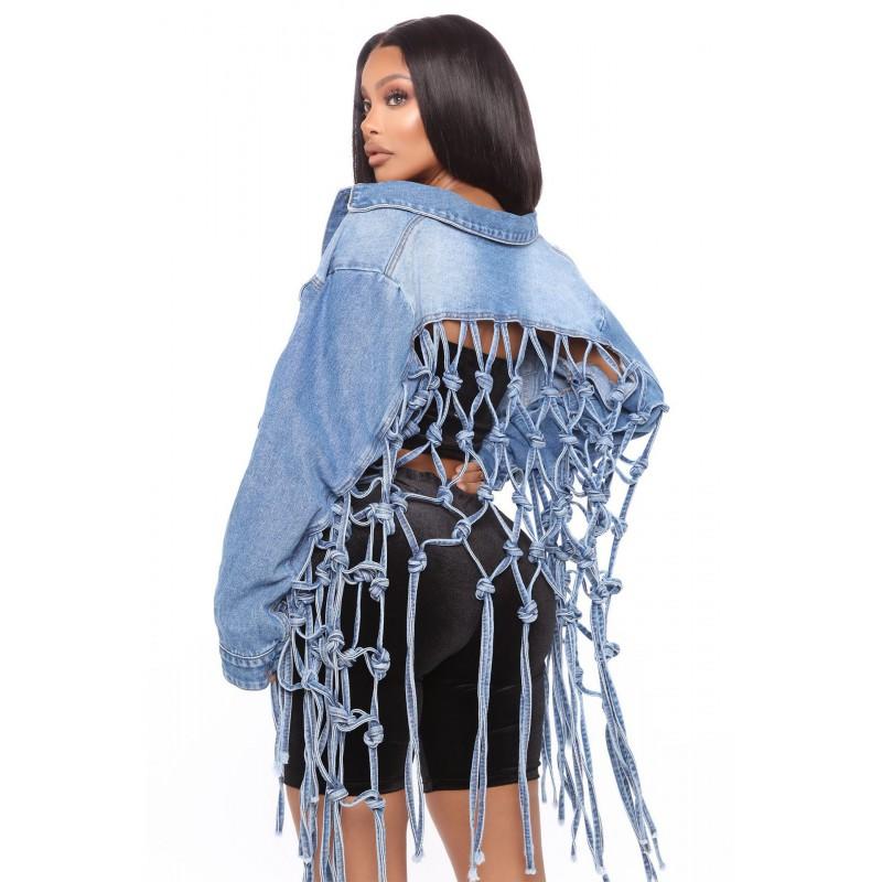 Womens Denim Jacket With Back Mesh