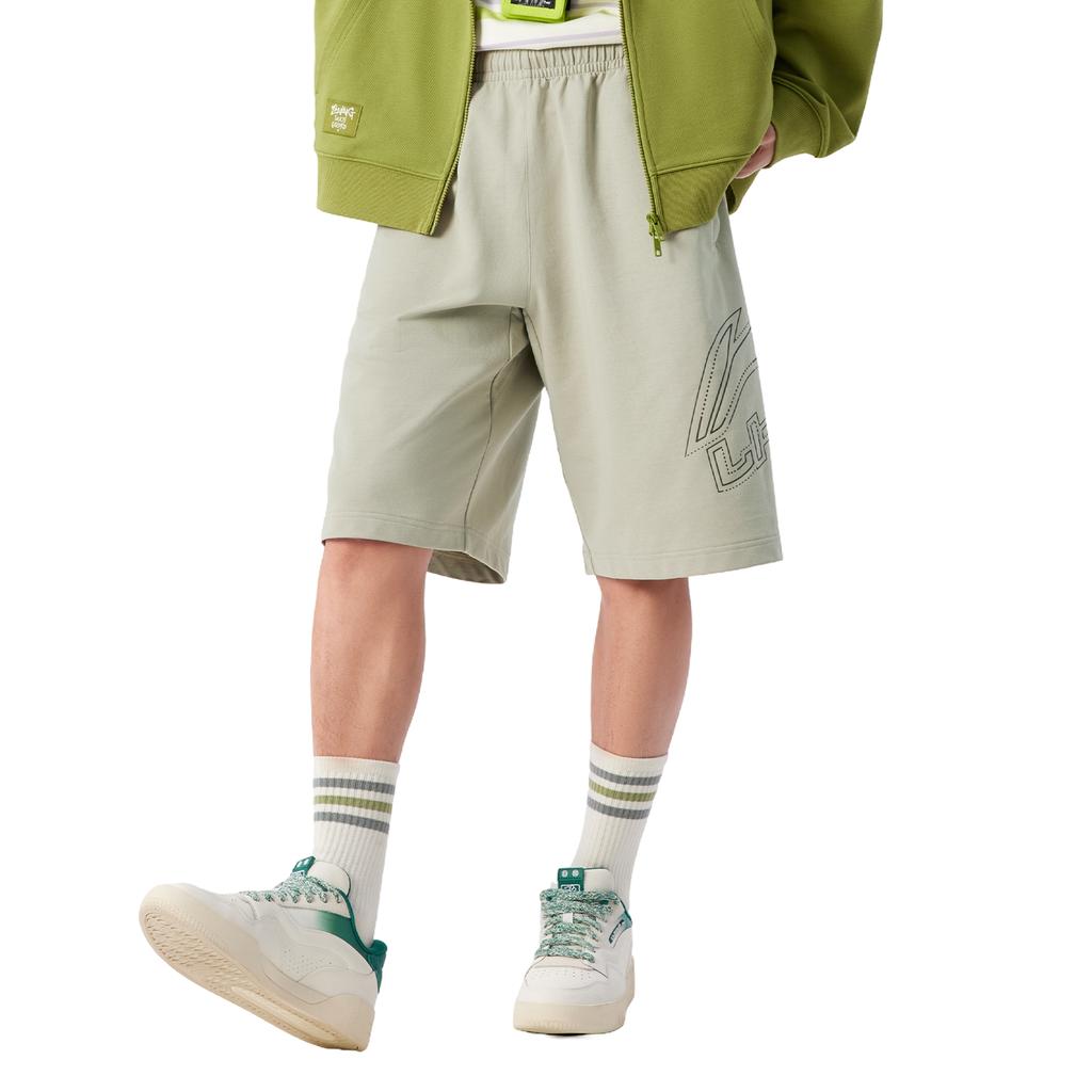 Li Ning Lifestyle Series Sport Minimalist Solid Color Elastic Letter Casual Shorts Men Shorts Lime AKSV529-2