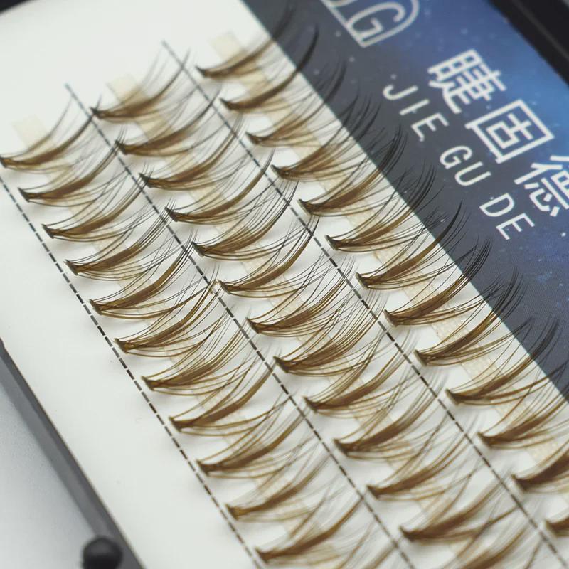 Duomao Coffee Caramel False Eyelashes, Natural Curl, Soft Segmented, 20 Pieces