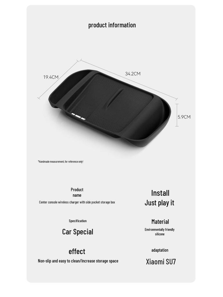 Waterproof Silicone Pad for 24 Xiaomi SU7: Non-slip Wireless Charging Car Interior Accessory