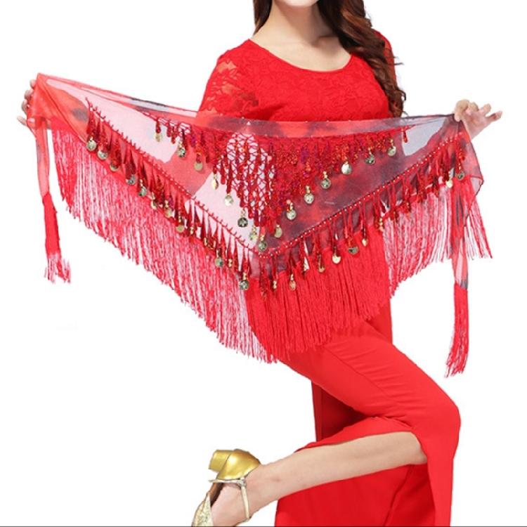 Flashy Belly Dancing Hip Wrap with Fringes Sparkly Waist Chain Hip Scarf