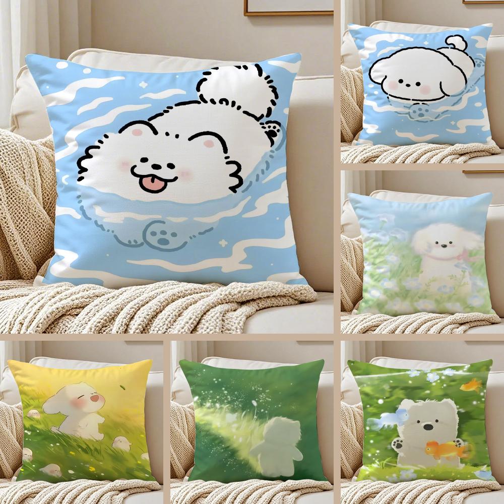 Healing Iittle Fresh Cartoon Animal Cushion Cover Pillowcase Antidustmite Living Room Sofa Decor Cushion Room