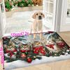 Christmas Doormat with 5 Cats In Red Scarves On Snowy Pine Branches, Festive Pet Lover Holiday Mat, Indoor  Non-Slip Welcome Rug