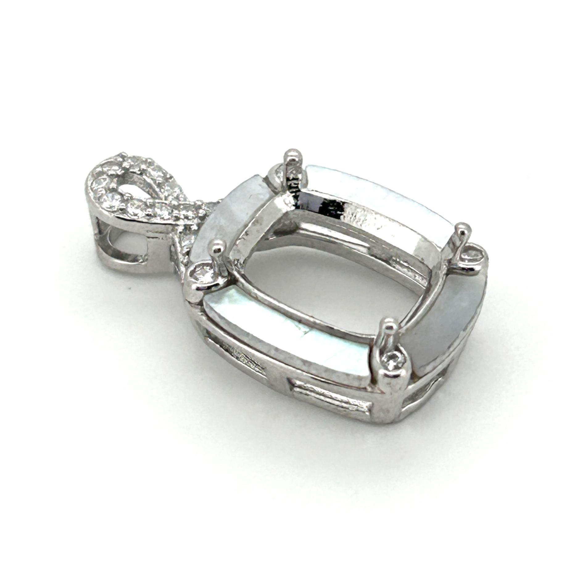 

Кулон из стерлингового серебра 925 пробы с белой раковиной 6x8, квадратным цветным драгоценным камнем и ожерельем с ручной инкрустацией. 925 Silver