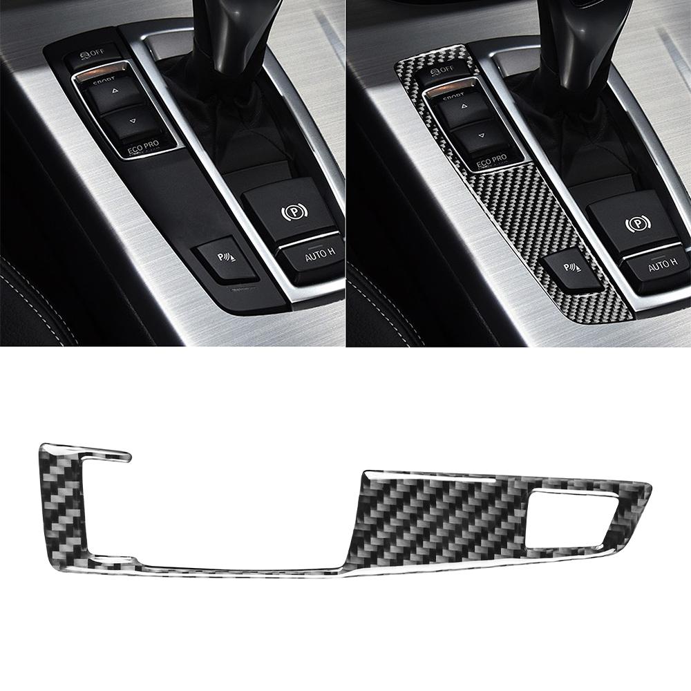 Car Gear Shift Panel Knob Cover Carbon Fiber Interior Stickers For BMW F07 F10 F25 F26 2009-2016 Auto Modified Trim