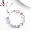 Natural Crystal Four Leaf Clover Alloy Bracelet Women Men Handcrafted Polished Gemstone Jewelry Accessory