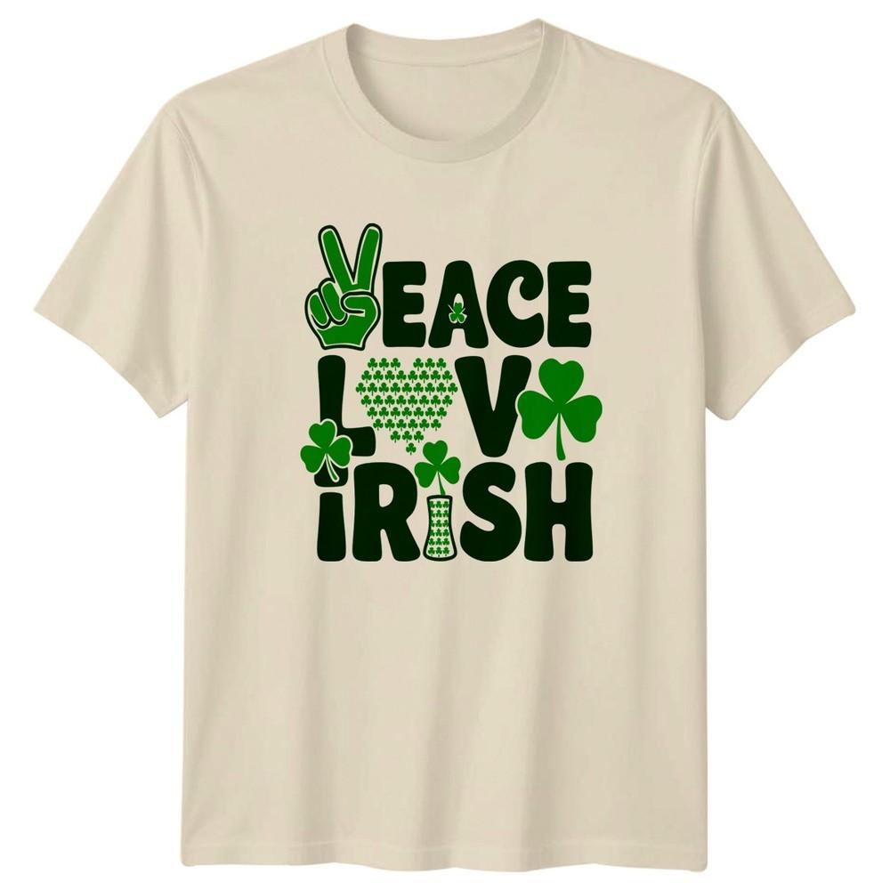 Peace Love Irish TShirt St Patricks Day Holiday Gift For Him And Her