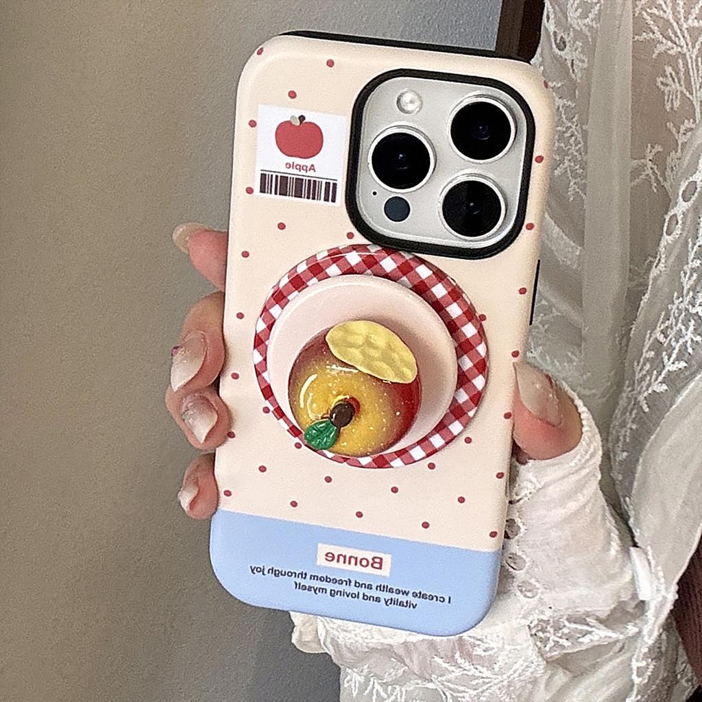 Three Dimensional Luminous Crystal Apple 16 Mobile Phone Case IPhone 15 Promax Suitable for 14 Magnetic Bracket