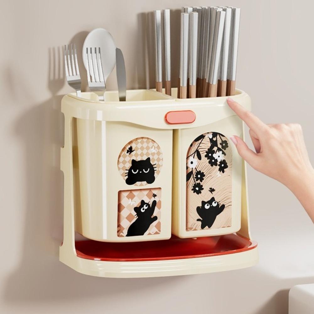 Large Capacity Kitchen Storage Tube Divided Compartments No Drilling Holder  Wall Mounted Storage