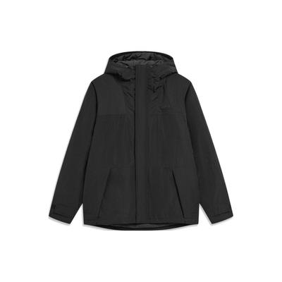 Lining Sports Lifestyle Series Solid Color Short Hooded Cotton Jacket Men Jacket Black AFMT011-2
