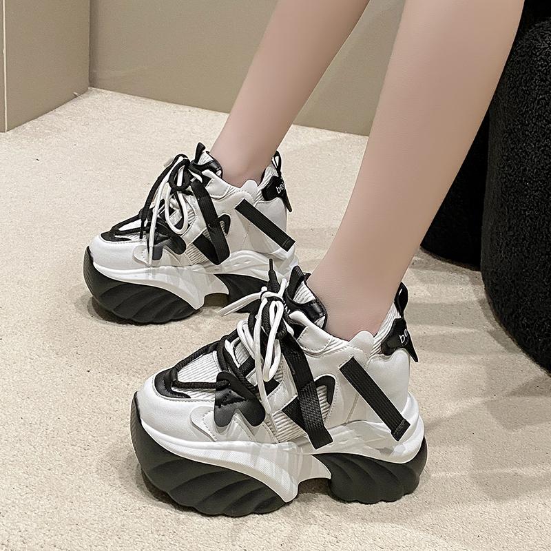Women's Autumn New Style Casual Shoes Comfortable Slimming Soft Bottom Breathable Online Shopping Shoes with Thick Sole