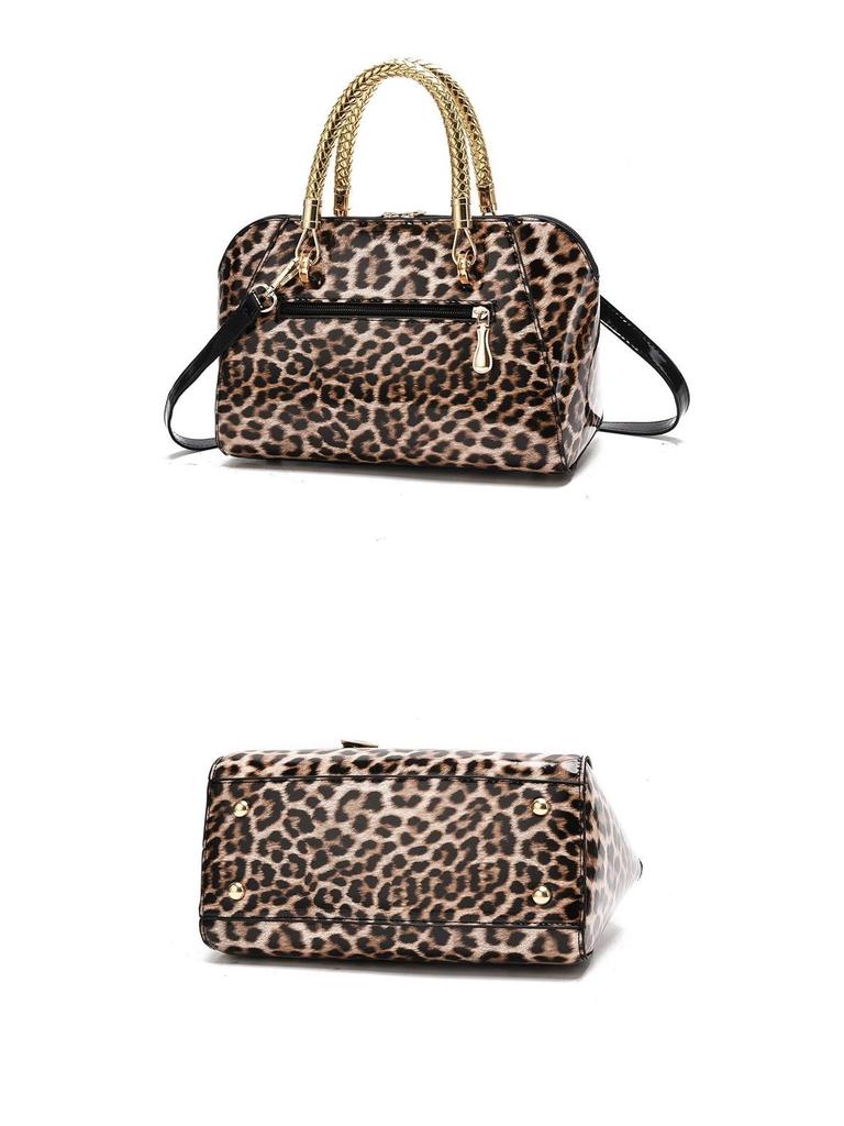 2025 Leopard Print Versatile Handbag: White & Khaki Crossbody Shoulder Bag for Women