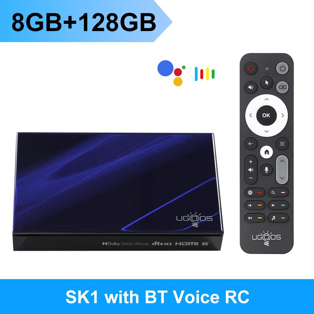 

ТВ-приставка UGOOS SK1 Amlogic S928X-K Android 11.0 8G128G с поддержкой Dolby Vision/Audio/ATMOS DTS HD Widevine L1 WiFi6 BT5.2 1000M 8K с голосовым управлением BT 8G128G чёрный/синий