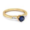 Blue Sapphire Three Stone Ring - 925 Sterling Silver Gold Vermeil