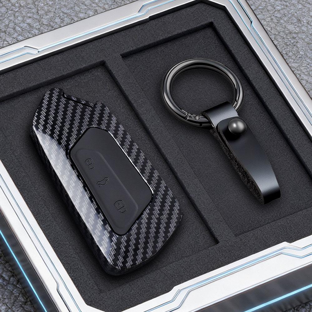 

Abs Carbon Fiber Car Key Case Cover For Vw Golf 8 Mk8 Gti Gtd R Id3 Id4 Protected Fob Accessories