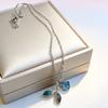 S925 Sterling Silver Necklaces For Women Simple Minimalist Pendant Necklaces Blue Leaf Moon Stone Chain Necklace Birthday Gift