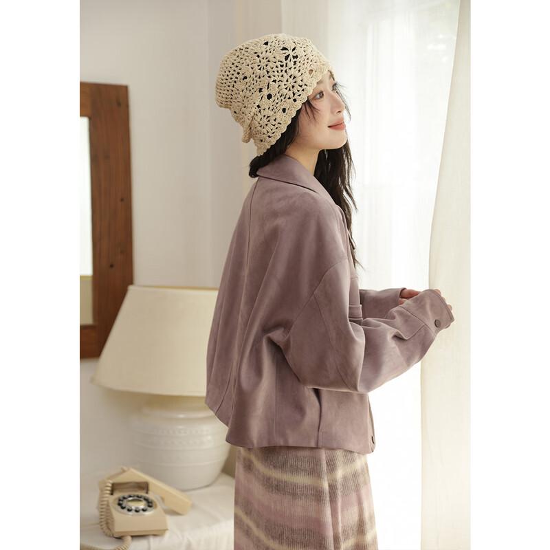 Women's Taro Purple Faux Leather Cropped Jacket