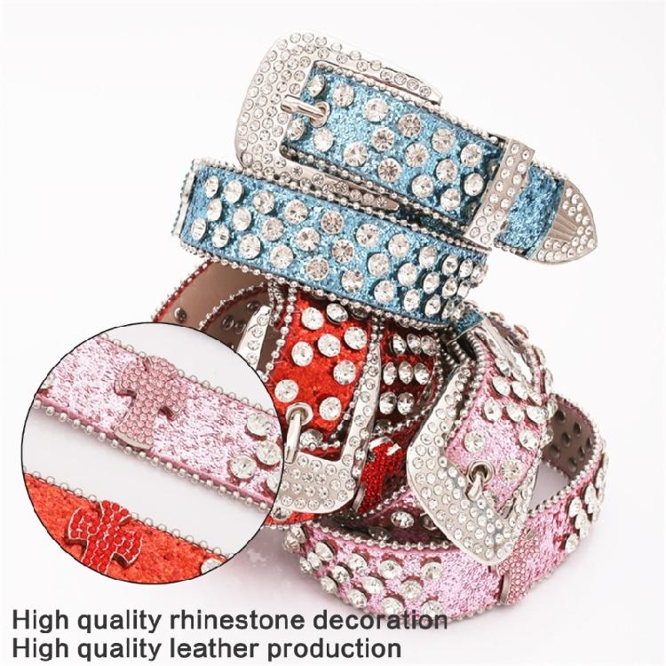 Sequins Waist Belt with Diamond Pin Buckle Adult Personality PU Waist Belts for Adult Costume Pants Adjustable Length