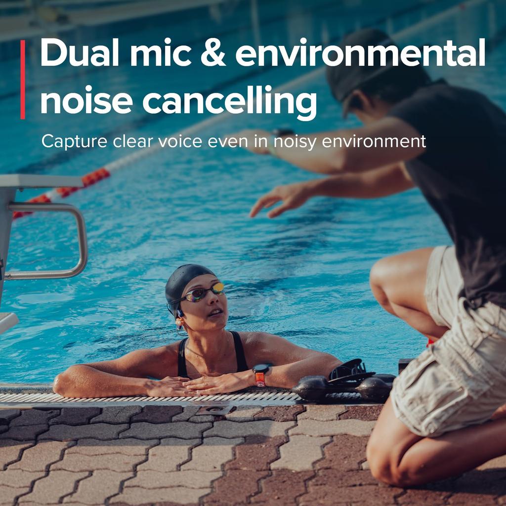 SUUNTO Bone Conduction Earphones, Open-Ear Earphones with Mic, Bluetooth, for Swimming and Running, IP68 Waterproof and Dustproof, 10 Hours of