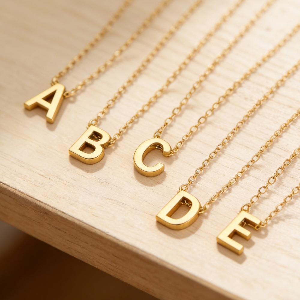 Name Initial Necklace A-Z 26 Letters Pendant Stainless Steel Jewelry Women Men Neck Choker Couple Friend Birthday New Year Gifts