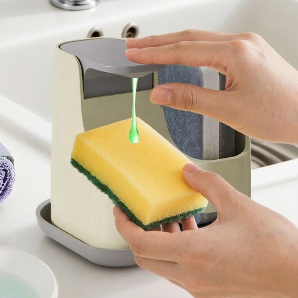 2-in-1 Hand Soap Dispenser with Sponge Wipe Hand Soap Pump Manual Press Soap Box Leak-Proof Press Type Dual Soap Dispenser