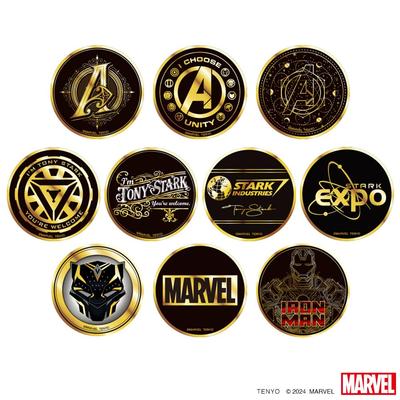 Tenyo Overwhelming Gold Badge Marvel Character In Box of 24K Gold Plated Finish Can Badge Diameter VOL.1 [Sold 10] Approx. 5.6cm