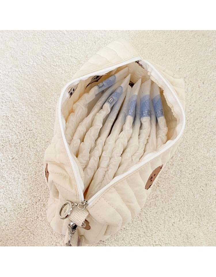 Happy RURU Quilted Diaper Large Korean Perfect for Baby Showers and Gifts Pouch, Capacity, Cute, Design, (Bear)