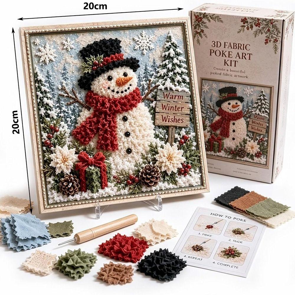 Fabric Based Christmas Fabric Poke Art Kit 3D Design Needle Punch Art Christmas Decorating