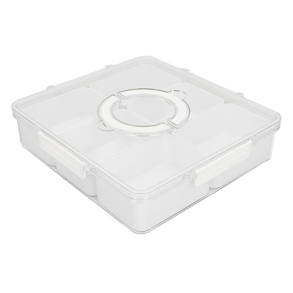 Portable Snackle Box Container 6 Grids Snack Box Organizer Divided Serving Tray with Lid for Kitchen Fruits Candy