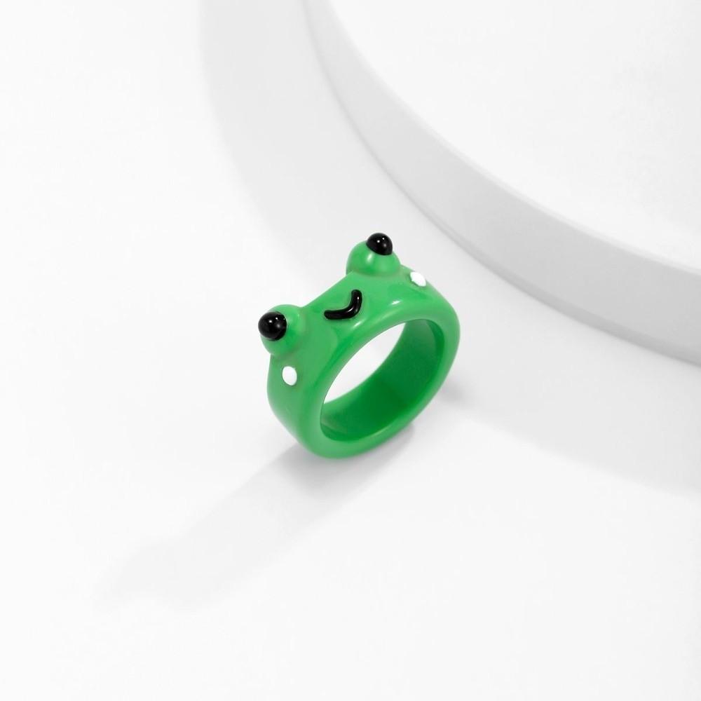 Geometric Korean Colorful Contrast Women Chick Fashion Jewelry Acrylic Frog Finger Rings Resin Ring