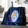 Leicester Football Club Crest Flannel Blanket, Soft Polyester, Modern Design, All-Season for Camping, Travel, Gifts for holidays or birthdays