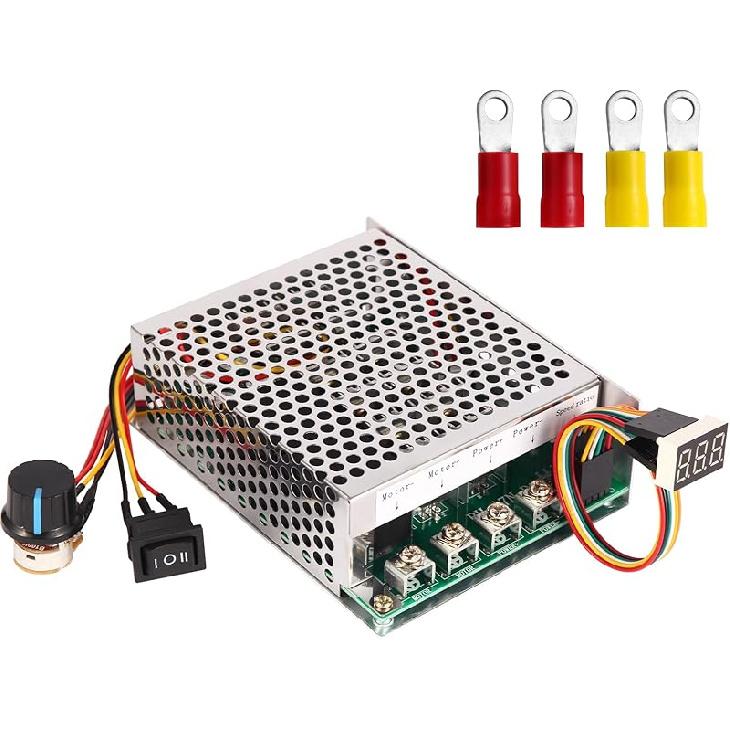 PWM DC Motor Speed Controller, DC 9V-60V & 10A Rated Brush Motor Stepless Speed Controller with Forward-Brake-Reverse Switch & Ajustable