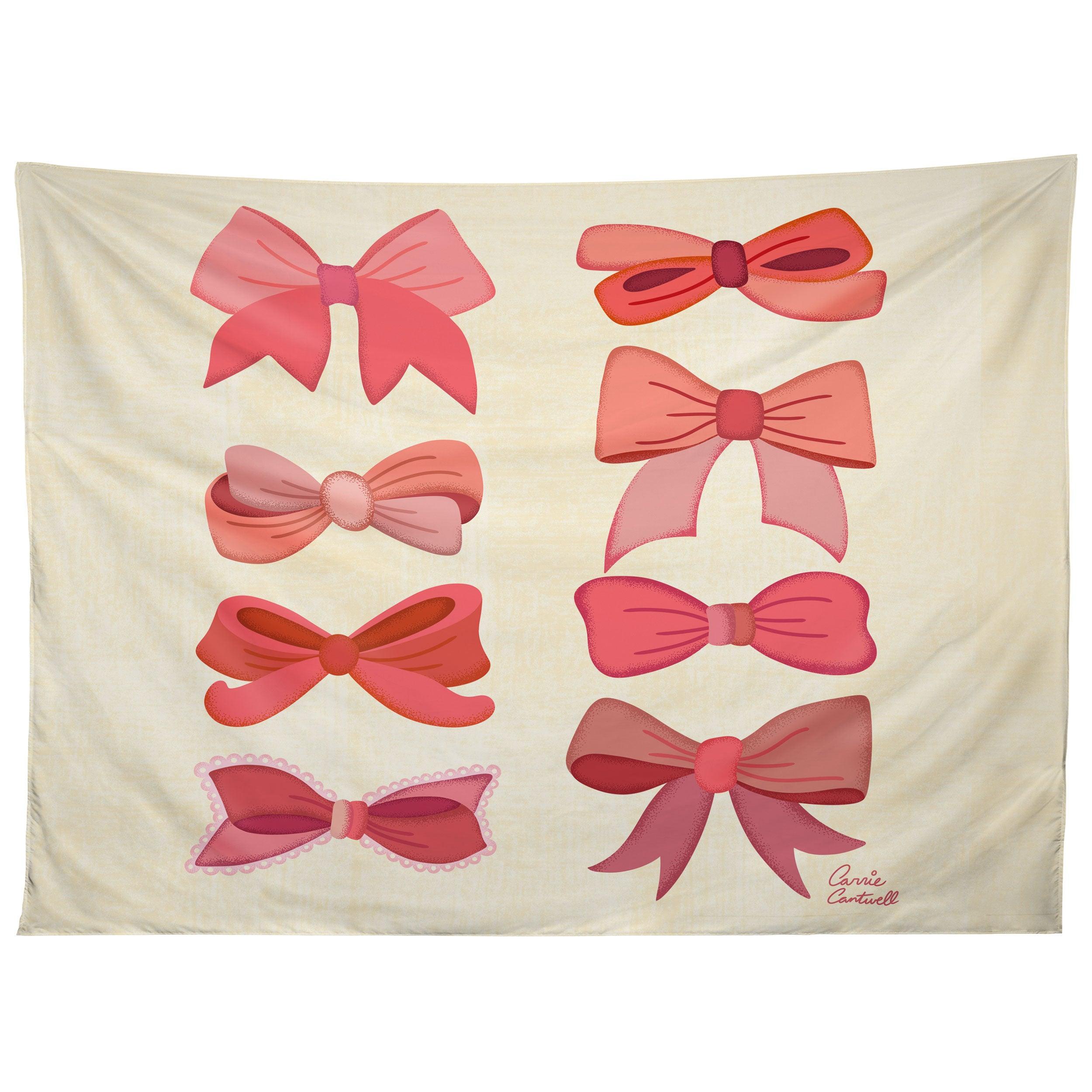 VINTAGE PINK BOWS I tapestry 75x100