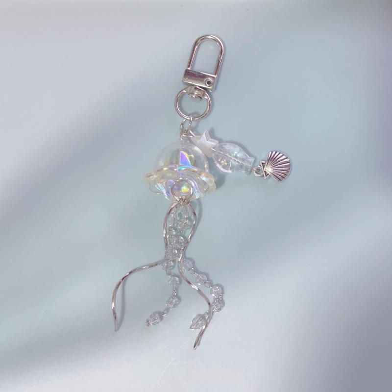 1Pcs Ocean Theme Y2K Beaded Phone Lanyard Star Sea Shell Jellyfish Key Chain Colorful Handmade Jellyfish Phone Charm Pendant