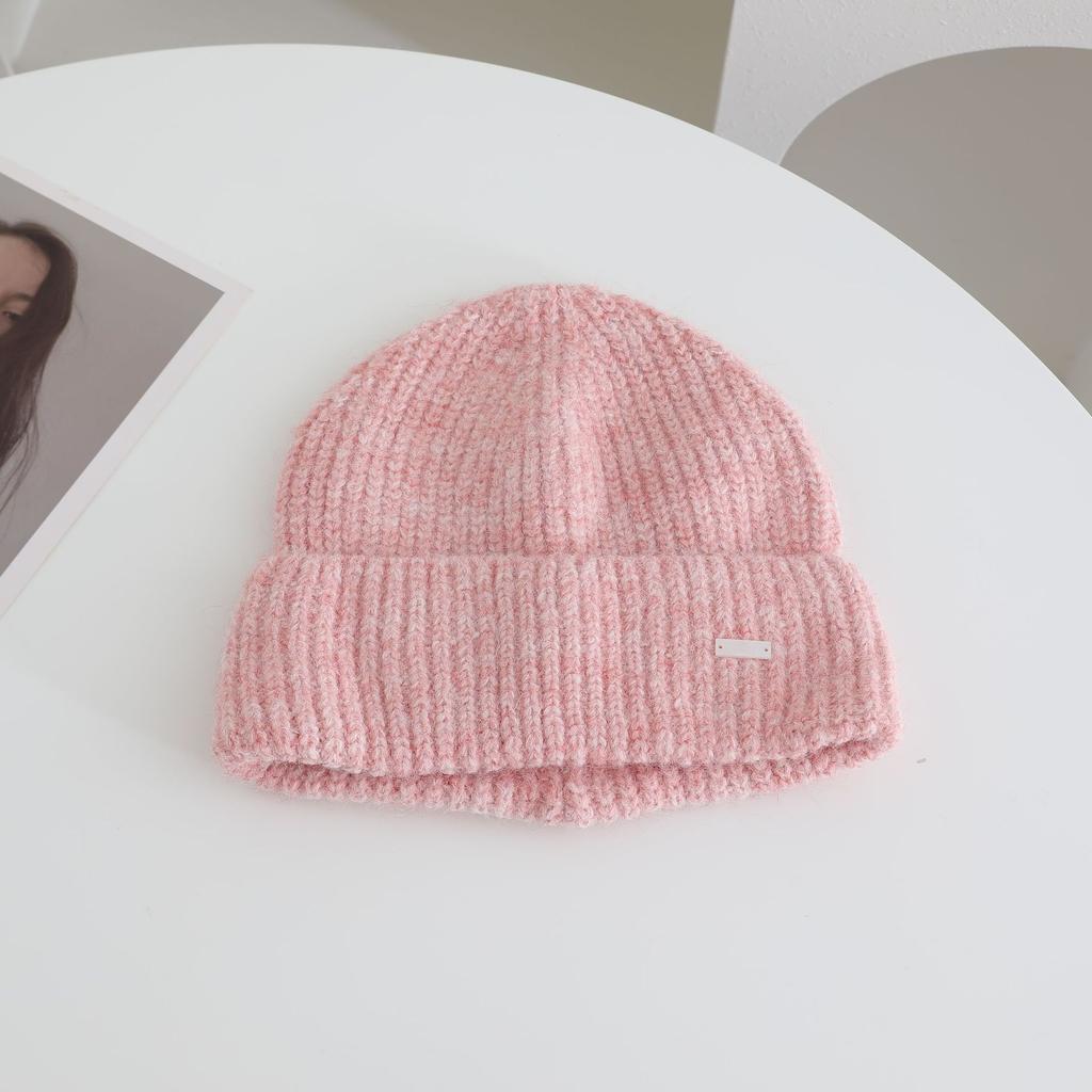 Metal Label Simple Knitted Hat for Women In Autumn and Winter New Warm and Thickened Cold Hat To Show Face and Protect Your Face
