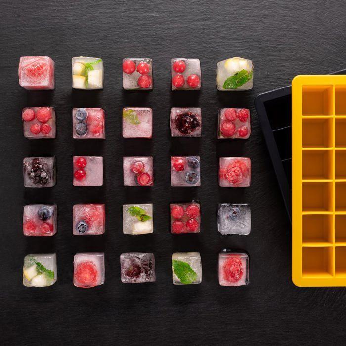 Bac à glaçons - blumtal - 2 bacs en silicone - 48 glaçons - sans bpa - gris/jaune