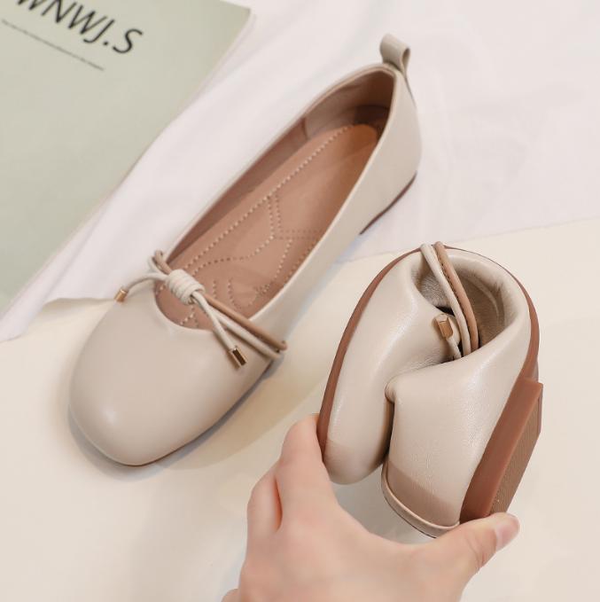 Genuine Leather Woman Casual Flats Female Retro Shoes Low Heeled Soft Soled Flat Shoes Casual Versatile Loafers Women