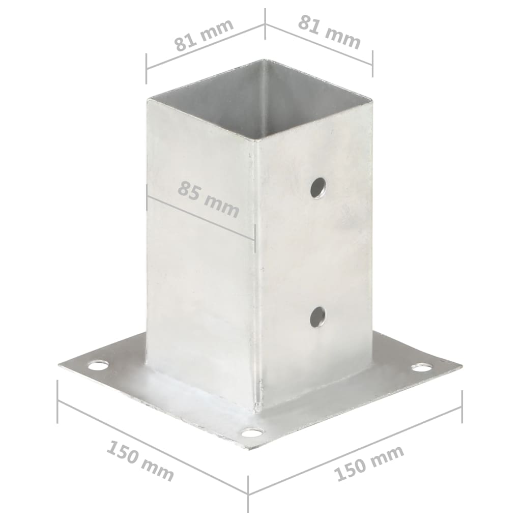 Post Anchor Set (4 Pcs) Galvanized Metal 81 Mm