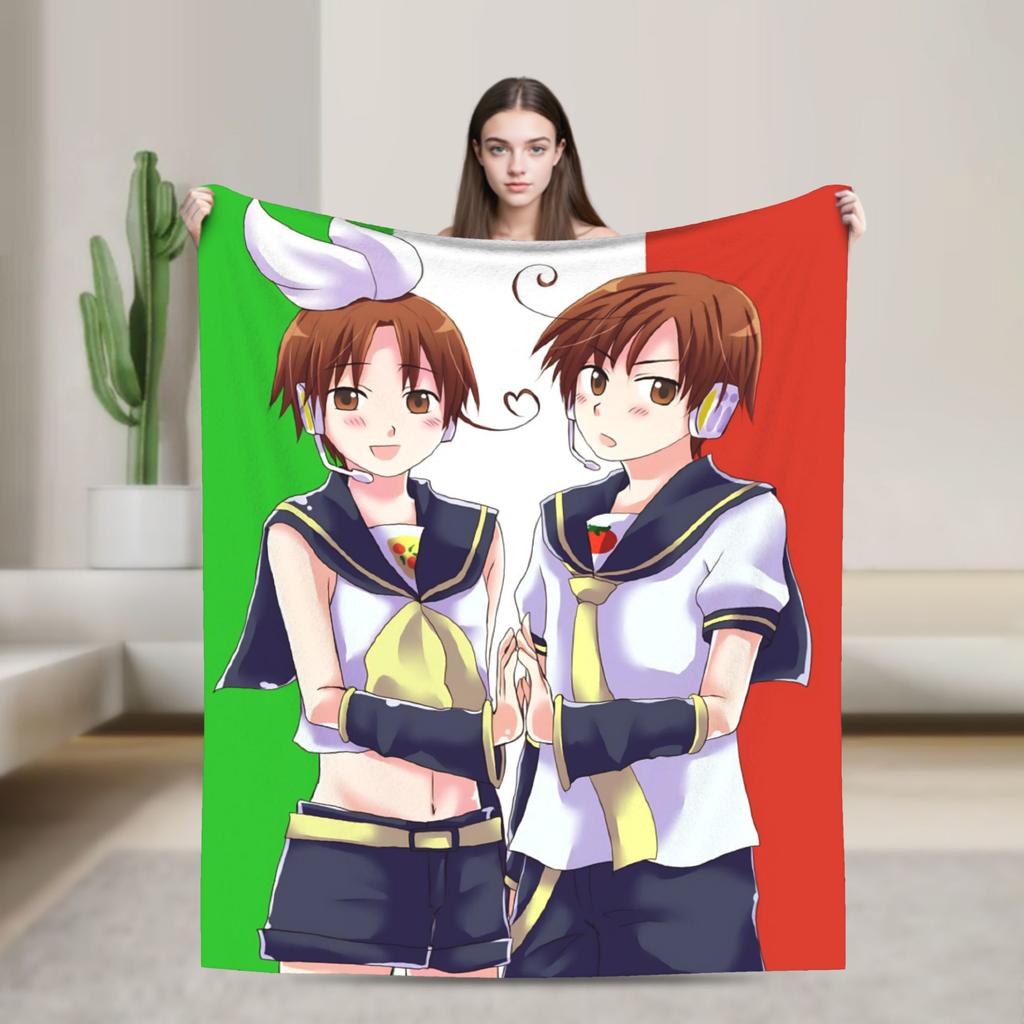 America Hetalia Anime Blankets Flannel Print  Multi-function Warm Throw Blanket for Bedding Car Bedding Throws